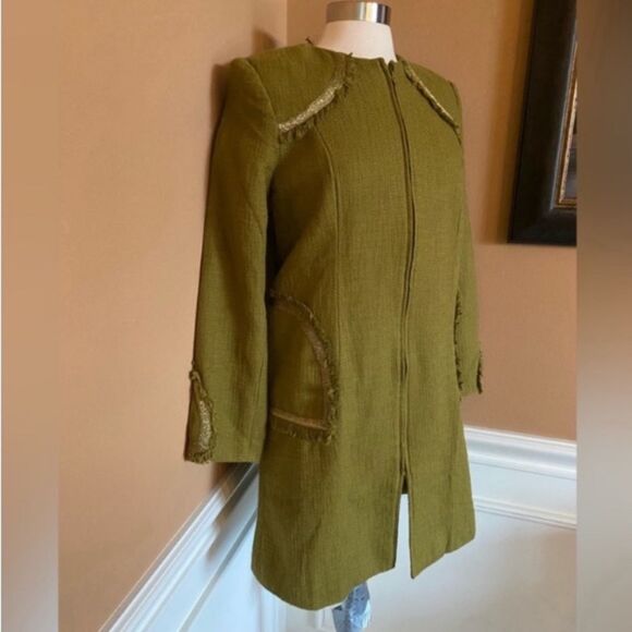 Paula Hian Gold Trim Lightweight Mid Length Jacket Small - Picture 4 of 13